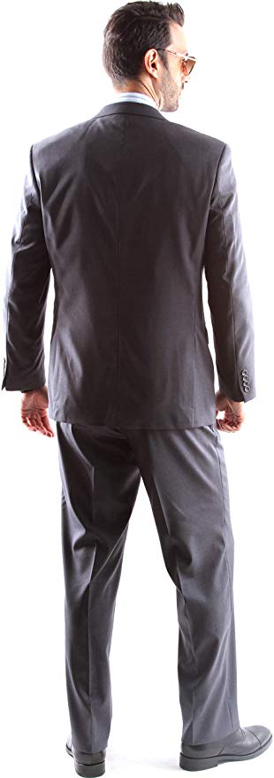 Men's Super 150's Poly/Viscose Wool Feel 2 Button Gray Suit by Caravelli - Image 2