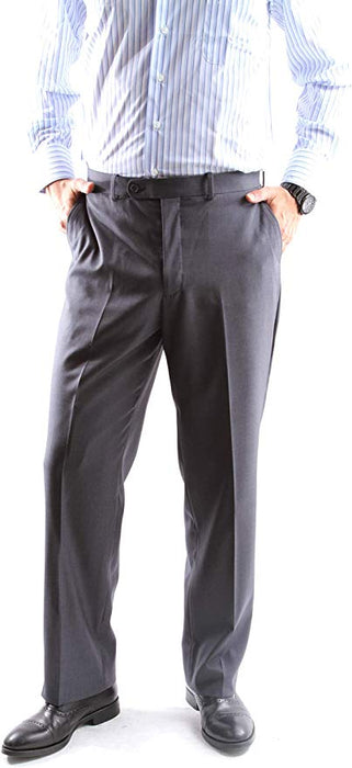 Men's Super 150's Poly/Viscose Wool Feel Single Breasted 2 Button Gray Suit