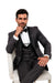Gray Slim Fit Tuxedo 3 Piece with Satin Shawl Collar Vest