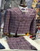 Rossiman Suits Brand - Plaid Textured Double breasted Style - Windowpane Pattern in Color Gray and Lavender