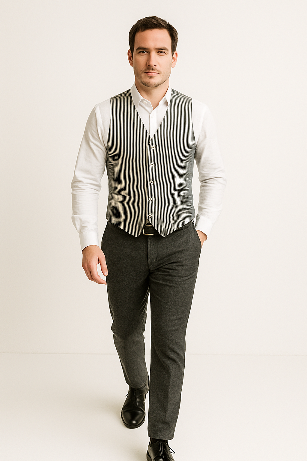 Men's Dark Navy Blue and White Stripe ~ Pinstripe Seersucker Sear sucker suit Vest Set - Image 44