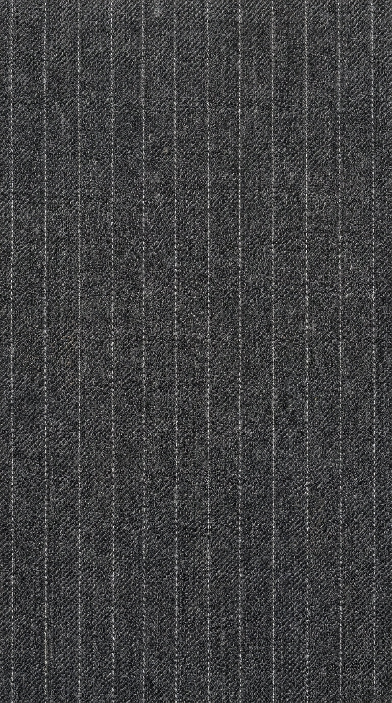 Men’s Grey Pinstripe Slim Fit Wool Suit with 2 Button Jacket and Peak Lapel