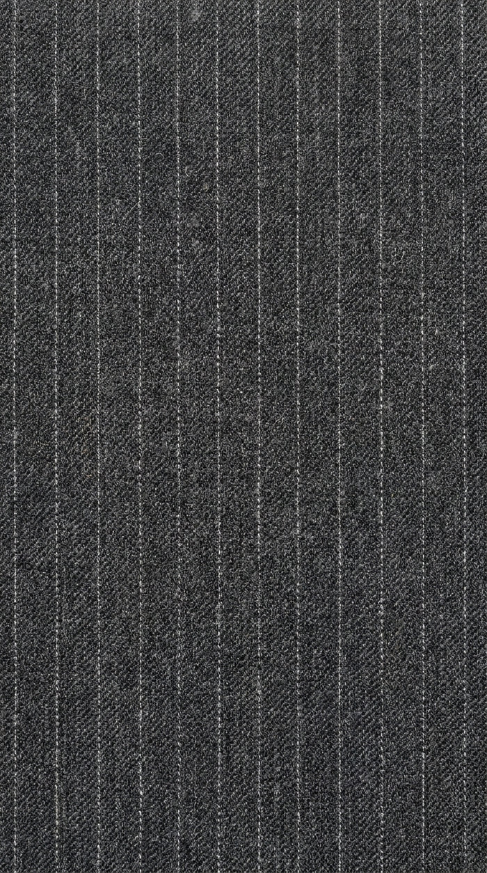 Men’s Grey Pinstripe Slim Fit Wool Suit with 2 Button Jacket and Peak Lapel