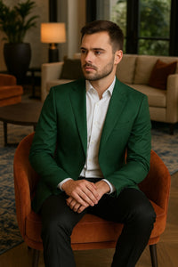 Mens Green Paisley Tuxedo Jacket – Slim Fit Embossed Formal Blazer for Weddings and Special Events in Soft velvet Fabric With Black Pants - Image 3