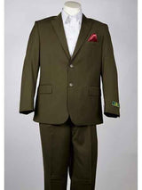 Men's Olive 2 Button Summer Suit