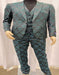 Mens Green and Black Brocade Tuxedo Suit – 3 Piece Floral Jacquard Outfit for Weddings and Formal Events - Slim Fitted