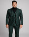 Mens Green and Black Brocade Tuxedo Suit – 3 Piece Floral Jacquard Outfit for Weddings and Formal Events - Slim Fitted