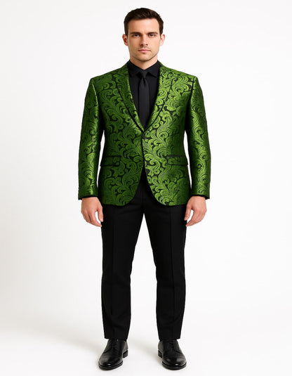Men's Green Paisley Tuxedo Blazer – Luxury Slim Fit Dinner Jacket for Formal Events - Image 3