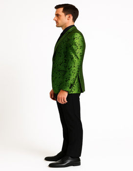 Men's Green Paisley Tuxedo Blazer – Luxury Slim Fit Dinner Jacket for Formal Events - Image 2