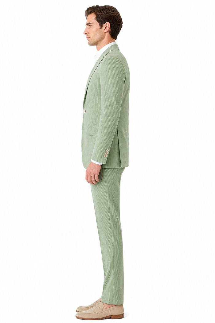 Men's  Notch Label Orange Colour Summer Seersucker Fabric Jacket and Pants 3 Piece Suit