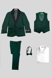 Hampton Stacy Adams Kids Green Five Piece Set Tuxedo