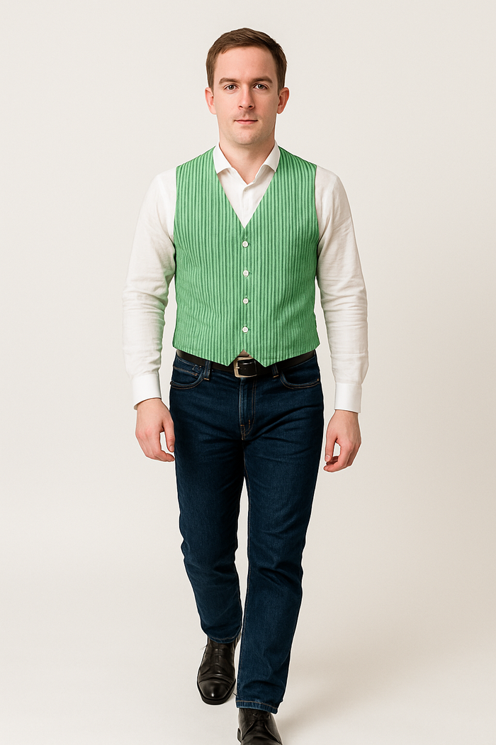 Men's Dark Navy Blue and White Stripe ~ Pinstripe Seersucker Sear sucker suit Vest Set - Image 12