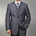 Men's Grey Teakweave 2-button Vested three piece suit