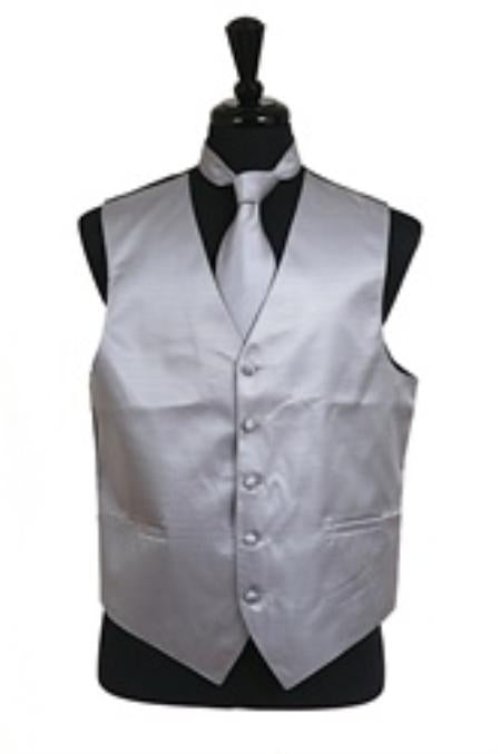 Tuxedo Vest - Wedding Vest Grey Rib Pattern Five Button Closure Dress Tuxedo - Men'S Neck Ties - Mens Dress Tie - Trendy Mens Ties