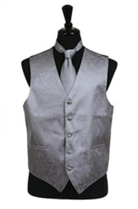 Tuxedo Vest - Wedding Vest Grey paisley tone on tone wedding tuxedos - Men's Neck Ties - Mens Dress Tie - Trendy Mens Ties