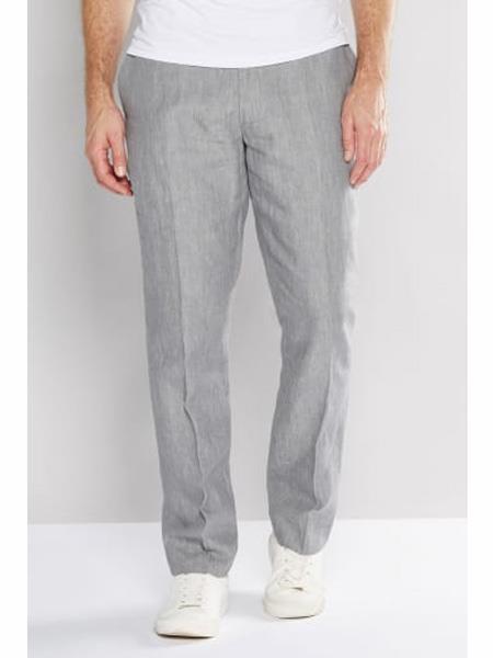 Men's Regular Fit Flat Front Linen Pant Grey