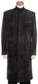Men'S Fashionable Grey Long Zoot Suit 45'' Long Jacket EXTRA LONG JACKET Maxi Very Long