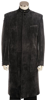 Men'S Fashionable Grey Long Zoot Suit 45'' Long Jacket EXTRA LONG JACKET Maxi Very Long
