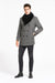 Mens Grey Plaid Double-Breasted Overcoat with Black Faux Fur Collar – Classic Winter Peacoat