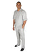 Men's 2 Piece 100% Linen Short Sleeve Casual Two Piece Mens Walking Outfit For Sale Pant Sets Set With Pleated Pants Grey Shirt