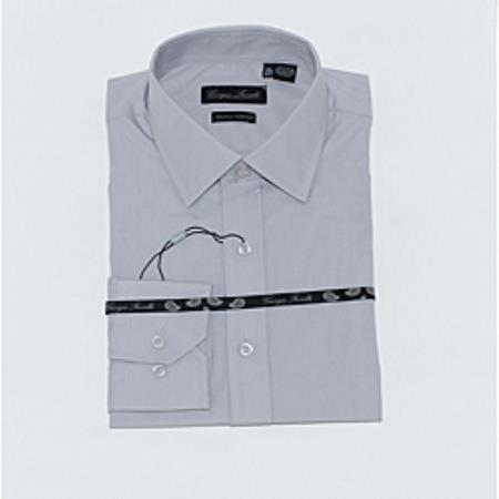 Affordable Clearance Cheap Mens Dress Shirt Sale Online Trendy - Slim-Fit Solid Grey Men's Dress Shirt