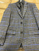 Mens Grey and Blue Glen Check Wool Blazer with Quilted Inner Layer