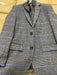 Mens Grey and Blue Glen Check Wool Blazer with Quilted Inner Layer