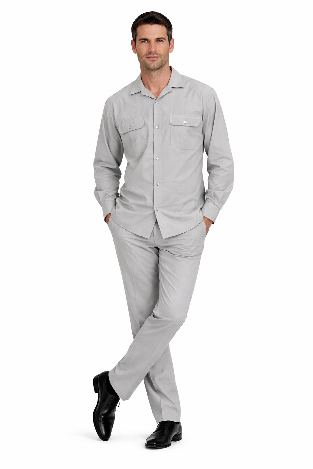 Mens Luxury Grey Wool Two-Piece Leisure Walking Suit - Image 8