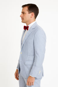 Men's Two Buttons  100% Cotton Grey/White seersucker ~ sear sucker Suit Available Big and Tall Sizes