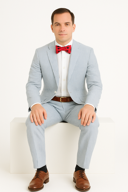 Men's Two Buttons  100% Cotton Grey/White seersucker ~ sear sucker Suit Available Big and Tall Sizes - Image 8