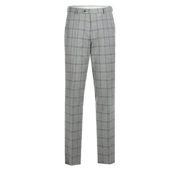 Renoir Clothing - Renoir Suit - Renoir Fashion - Stretch Performance 2-button Slim Fit Grey And Blue Check Renoir Suit
