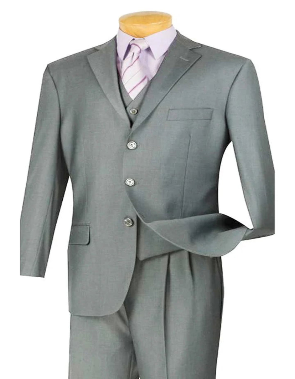 Three Button Suit - Classic Fit Pleated Pants - Mens 3 Button Classic ...