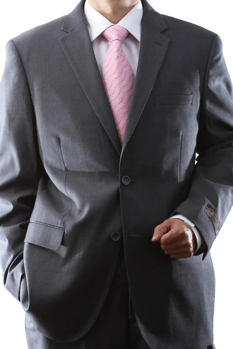 Men's Super 150's Poly/Viscose Wool Feel Single Breasted 2 Button Regular Fit 2pc Grey Suit