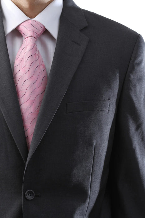 Men's Super 150's Poly/Viscose Wool Feel Single Breasted 2 Button Regular Fit 2pc Grey Suit