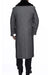Removable Fur Collar Full Length Wool Dress Ankle length Overcoat In Grey Herringbone