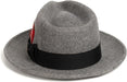 Gangster 100% Australian Wool Crushable Mens Fedora Hat - Removable Feather Gangster  Grey Melange Mens Fedora Hat