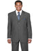 Three Button Suit - Classic Fit Pleated Pants - Mens Classic Fit 3 Button Tonal Pinstripe Grey Suit