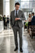 "Grey Plaid Skinny Fit Men's Suit with Two-Button Vest - Low Cut"