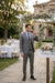 "Grey Plaid Skinny Fit Men's Suit with Two-Button Vest - Low Cut"