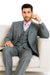 Three Button Suit - Classic Fit Pleated Pants - Mens 3 Button Classic Fit Vested Basic Grey Suit