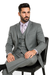 Three Button Suit - Classic Fit Pleated Pants - Mens 3 Button Classic Fit Vested Basic Grey Suit