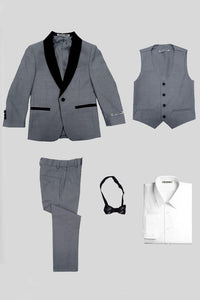 Hampton Stacy Adams Kids Five Piece Set Grey Tuxedo