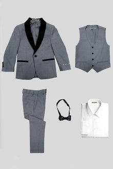 Hampton Stacy Adams Kids Five Piece Set Grey Tuxedo