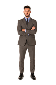 Grey Tweed 3-Piece Slim Fit Suit