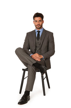 Grey Tweed 3-Piece Slim Fit Suit