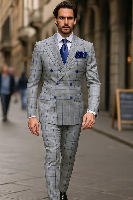 Grey with blue Plaid by Rossiman