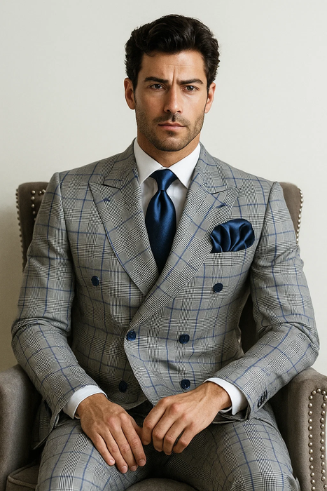 Grey with blue Plaid by Rossiman