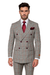 Suits With Baggy Pleated Pants - Wide Leg Pants 100% Wool - Classic Fit in Color Grey with Red Plaid by Rossiman