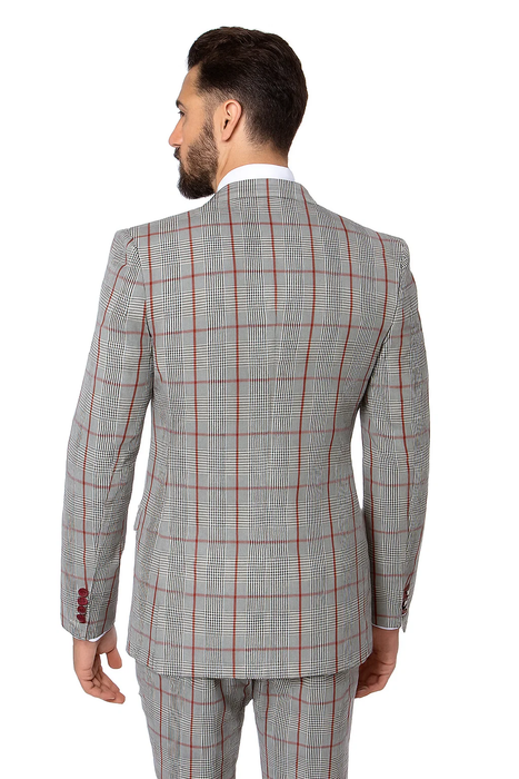 Grey with Red Plaid