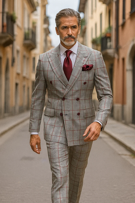 Grey with Red Plaid